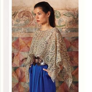 Anthropologie Tiny Caped Mosaic Top Silk Sz S